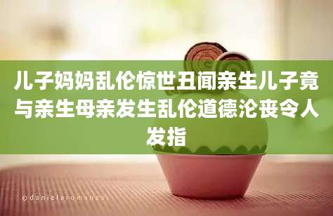 儿子妈妈乱伦惊世丑闻亲生儿子竟与亲生母亲发生乱伦道德沦丧令人发指