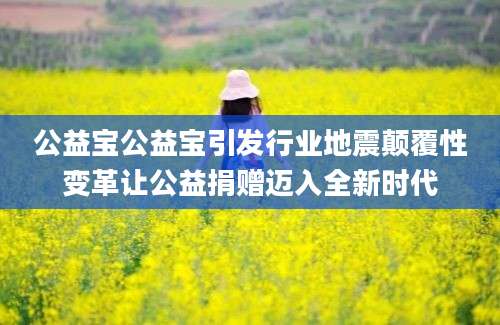 公益宝公益宝引发行业地震颠覆性变革让公益捐赠迈入全新时代