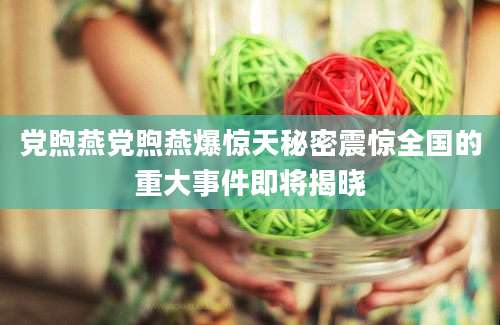 党煦燕党煦燕爆惊天秘密震惊全国的重大事件即将揭晓