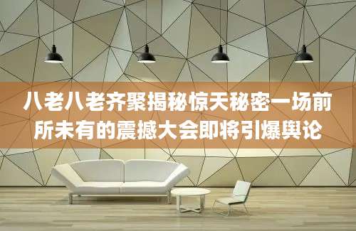 八老八老齐聚揭秘惊天秘密一场前所未有的震撼大会即将引爆舆论