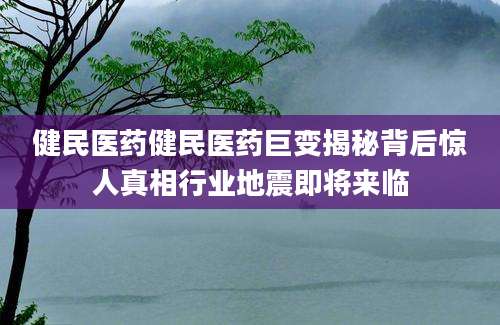 健民医药健民医药巨变揭秘背后惊人真相行业地震即将来临