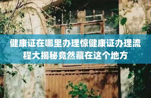 健康证在哪里办理惊健康证办理流程大揭秘竟然藏在这个地方