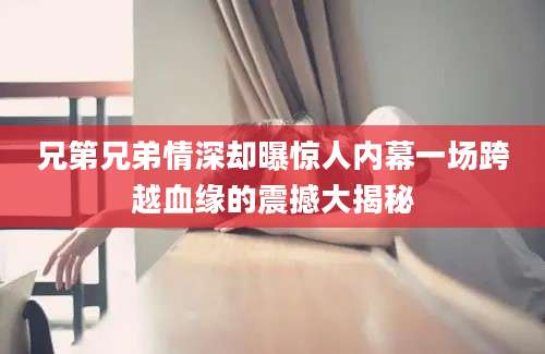 兄第兄弟情深却曝惊人内幕一场跨越血缘的震撼大揭秘