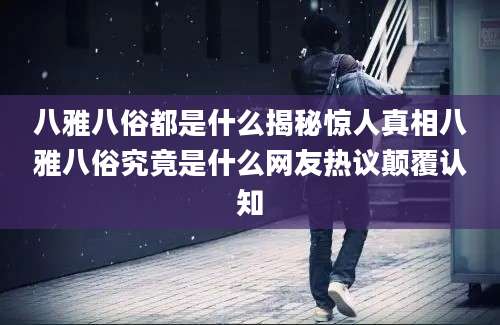 八雅八俗都是什么揭秘惊人真相八雅八俗究竟是什么网友热议颠覆认知