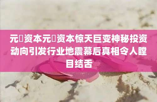 元璟资本元璟资本惊天巨变神秘投资动向引发行业地震幕后真相令人瞠目结舌
