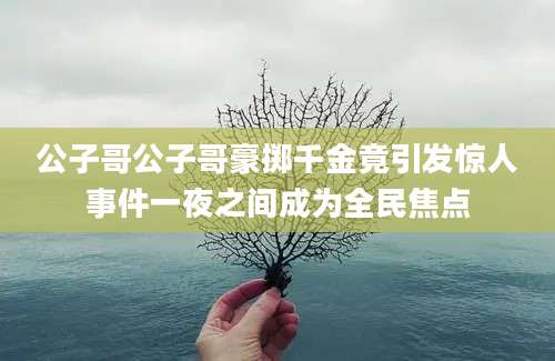 公子哥公子哥豪掷千金竟引发惊人事件一夜之间成为全民焦点