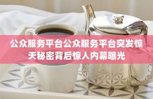 公众服务平台公众服务平台突发惊天秘密背后惊人内幕曝光