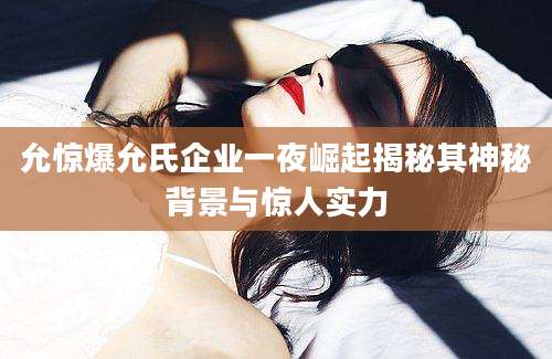 允惊爆允氏企业一夜崛起揭秘其神秘背景与惊人实力