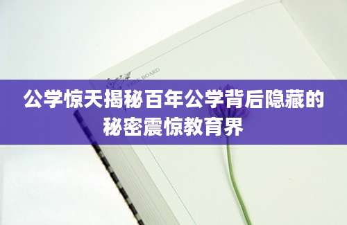 公学惊天揭秘百年公学背后隐藏的秘密震惊教育界