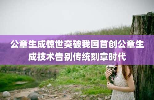 公章生成惊世突破我国首创公章生成技术告别传统刻章时代