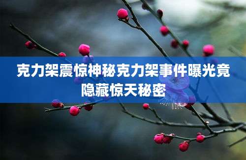 克力架震惊神秘克力架事件曝光竟隐藏惊天秘密