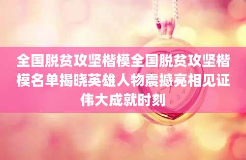 全国脱贫攻坚楷模全国脱贫攻坚楷模名单揭晓英雄人物震撼亮相见证伟大成就时刻