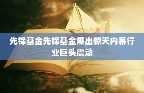 先锋基金先锋基金爆出惊天内幕行业巨头震动