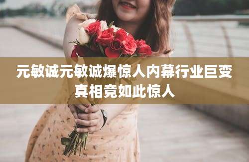 元敏诚元敏诚爆惊人内幕行业巨变真相竟如此惊人