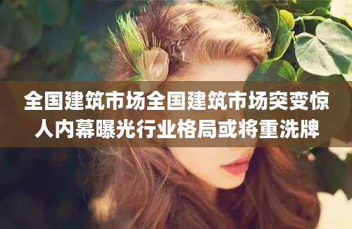 全国建筑市场全国建筑市场突变惊人内幕曝光行业格局或将重洗牌