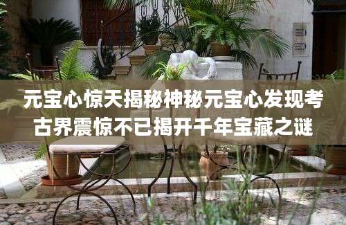 元宝心惊天揭秘神秘元宝心发现考古界震惊不已揭开千年宝藏之谜