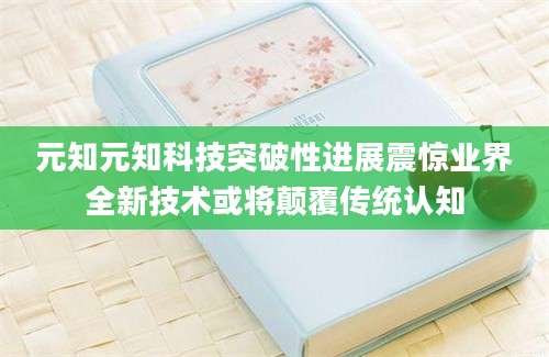 元知元知科技突破性进展震惊业界全新技术或将颠覆传统认知