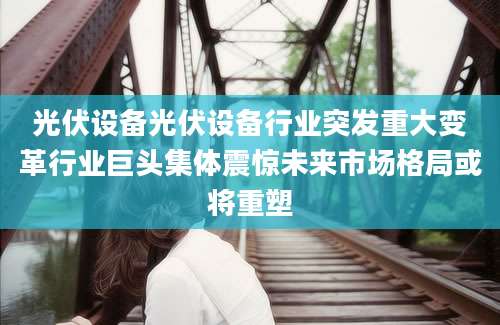 光伏设备光伏设备行业突发重大变革行业巨头集体震惊未来市场格局或将重塑
