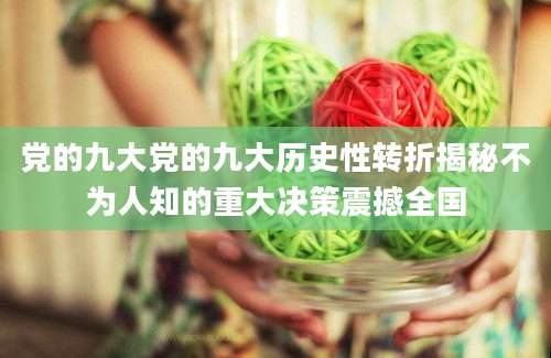 党的九大党的九大历史性转折揭秘不为人知的重大决策震撼全国