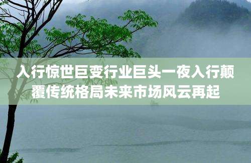 入行惊世巨变行业巨头一夜入行颠覆传统格局未来市场风云再起