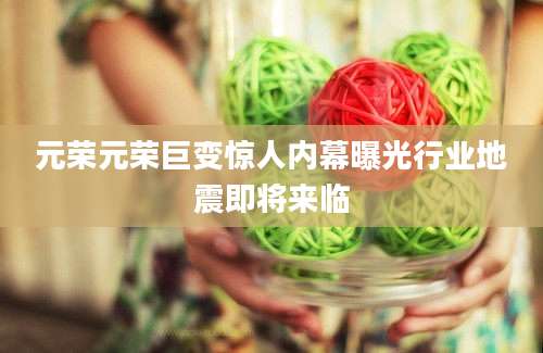 元荣元荣巨变惊人内幕曝光行业地震即将来临