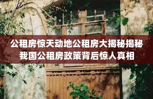 公租房惊天动地公租房大揭秘揭秘我国公租房政策背后惊人真相