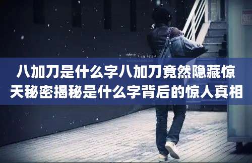 八加刀是什么字八加刀竟然隐藏惊天秘密揭秘是什么字背后的惊人真相