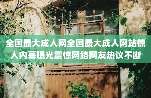 全国最大成人网全国最大成人网站惊人内幕曝光震惊网络网友热议不断