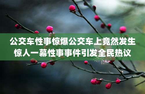 公交车性事惊爆公交车上竟然发生惊人一幕性事事件引发全民热议
