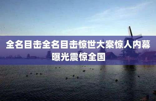全名目击全名目击惊世大案惊人内幕曝光震惊全国