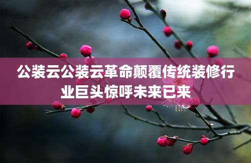 公装云公装云革命颠覆传统装修行业巨头惊呼未来已来