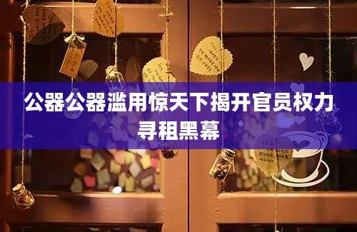 公器公器滥用惊天下揭开官员权力寻租黑幕