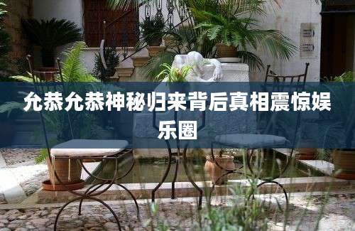允恭允恭神秘归来背后真相震惊娱乐圈