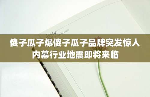 傻子瓜子爆傻子瓜子品牌突发惊人内幕行业地震即将来临