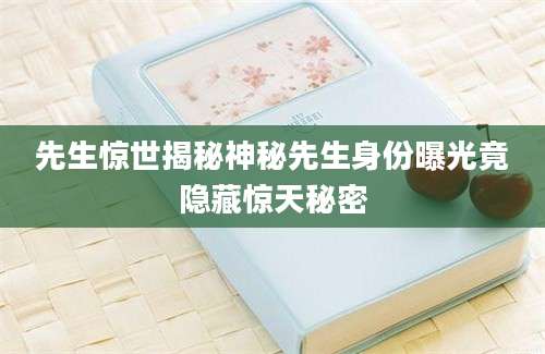 先生惊世揭秘神秘先生身份曝光竟隐藏惊天秘密
