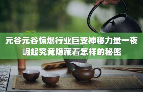 元谷元谷惊爆行业巨变神秘力量一夜崛起究竟隐藏着怎样的秘密
