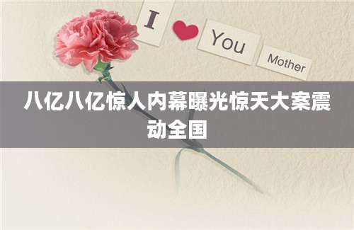 八亿八亿惊人内幕曝光惊天大案震动全国